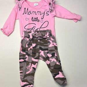 Pink and Camouflage Baby Outfit- 3-6 Month